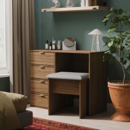 Ready Assembled 2 U Fuji 4 Drawer Vanity (Ready Assembled) in Walnut - thumbnail 1
