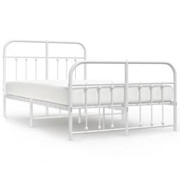 Berkfield Home Metal Bed Frame with Headboard & Footboard White 120x200 cm - Size: Small Double - thumbnail 1