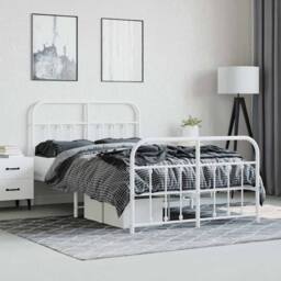 Berkfield Home Metal Bed Frame with Headboard & Footboard White 120x200 cm - Size: Small Double - thumbnail 4
