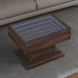 Berkfield Home Decorative Coffee Table with LED Brown Oak 70x50x45 cm Engineered Wood - Size: 70 x 50 x 45 cm - thumbnail 2