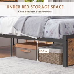 HOMCOM Bed Frame with Storage Headboard & Under Bed Storage in Brown - Size: Double - thumbnail 6