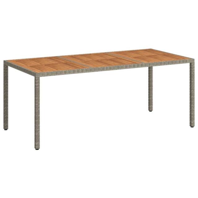 Berkfield Home Garden Table 190x90x75 cm Poly Rattan & Acacia Wood Grey - Size: 190 x 90 x 75 cm - image 1