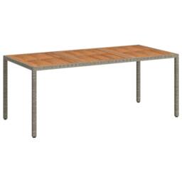 Berkfield Home Garden Table 190x90x75 cm Poly Rattan & Acacia Wood Grey - Size: 190 x 90 x 75 cm - thumbnail 1