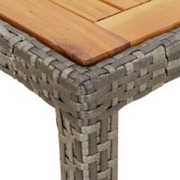Berkfield Home Garden Table 190x90x75 cm Poly Rattan & Acacia Wood Grey - Size: 190 x 90 x 75 cm - thumbnail 5