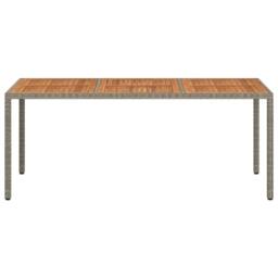 Berkfield Home Garden Table 190x90x75 cm Poly Rattan & Acacia Wood Grey - Size: 190 x 90 x 75 cm - thumbnail 3