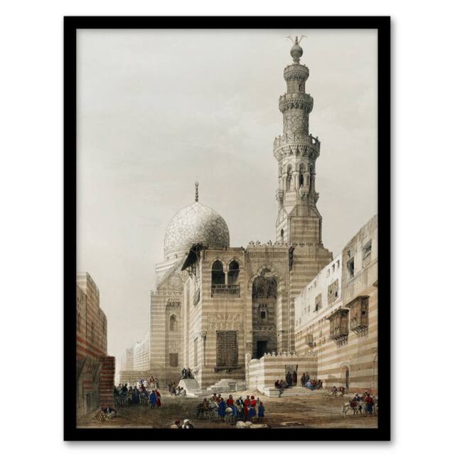 Artery8 Tombs of the Khalifs at Cairo D. Roberts Vintage Framed Wall Art Print in Brown - Size: A4 - image 1