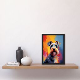 "Artery8 Wall Art Print Schnauzer Dog Lover Gift Pet Portrait Colourful Artwork Painting Art Framed - Size: W12"" x H16""" - thumbnail 4