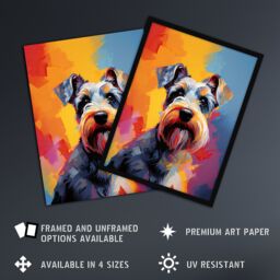 "Artery8 Wall Art Print Schnauzer Dog Lover Gift Pet Portrait Colourful Artwork Painting Art Framed - Size: W12"" x H16""" - thumbnail 2