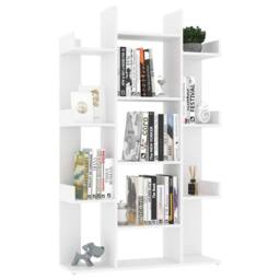 Berkfield Home Full Book Cabinet White 86x25.5x140 cm Engineered Wood - thumbnail 4
