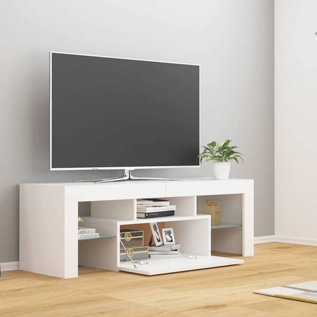 Berkfield Home TV Cabinet with LED Lights White 120x35x40 cm - Size: 120 x 35 x 40 cm - image 1