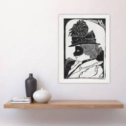 "Artery8 Pierrette Woman With Mask De Mesquita Wall Art Poster Print in White - Size: W12"" x H16""" - thumbnail 4