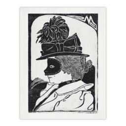 "Artery8 Pierrette Woman With Mask De Mesquita Wall Art Poster Print in White - Size: W12"" x H16""" - thumbnail 1