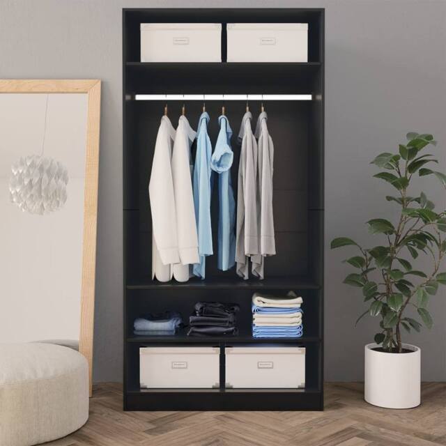 Berkfield Home Wardrobe Black 100x50x200 cm Engineered Wood - Size: 100 x 50 x 200 cm - image 1