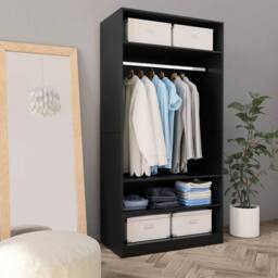 Berkfield Home Wardrobe Black 100x50x200 cm Engineered Wood - Size: 100 x 50 x 200 cm - thumbnail 2