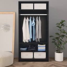 Berkfield Home Wardrobe Black 100x50x200 cm Engineered Wood - Size: 100 x 50 x 200 cm - thumbnail 1