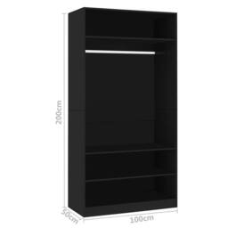 Berkfield Home Wardrobe Black 100x50x200 cm Engineered Wood - Size: 100 x 50 x 200 cm - thumbnail 7