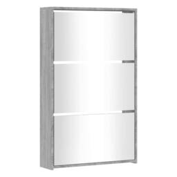 Berkfield Home Shoe Cabinet with Mirror 3-Layer Grey Sonoma 63x17x102.5 cm - thumbnail 1