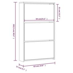 Berkfield Home Shoe Cabinet with Mirror 3-Layer Grey Sonoma 63x17x102.5 cm - thumbnail 8