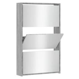 Berkfield Home Shoe Cabinet with Mirror 3-Layer Grey Sonoma 63x17x102.5 cm - thumbnail 3