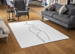 Benjamin Tate Design Line Art Drawing Of Woman Designer Rug in Natural - Size: Large - thumbnail 2