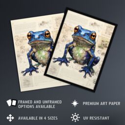 Artery8 Wall Art Print Frog Robot Hybrid Secret Military Schematic Blue Futuristic Complex Arcane Manuscript Gift For Him Man Cave Art Framed - thumbnail 2