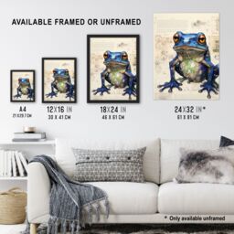 Artery8 Wall Art Print Frog Robot Hybrid Secret Military Schematic Blue Futuristic Complex Arcane Manuscript Gift For Him Man Cave Art Framed - thumbnail 3