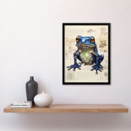 Artery8 Wall Art Print Frog Robot Hybrid Secret Military Schematic Blue Futuristic Complex Arcane Manuscript Gift For Him Man Cave Art Framed - thumbnail 4