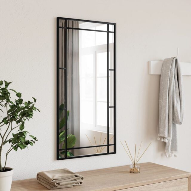 Berkfield Home Wall Mirror Black 40x80 cm Rectangle Iron - image 1