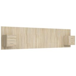 Berkfield Home Bed Headboard with Cabinets Sonoma Oak Engineered Wood in Brown - thumbnail 2