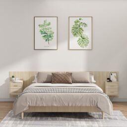 Berkfield Home Bed Headboard with Cabinets Sonoma Oak Engineered Wood in Brown - thumbnail 1