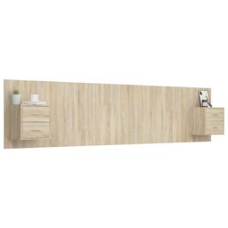 Berkfield Home Bed Headboard with Cabinets Sonoma Oak Engineered Wood in Brown - thumbnail 3