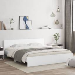 Berkfield Home Durable Bed Frame with LED without Mattress White 180x200 cm Supe - Size: Super King - thumbnail 2