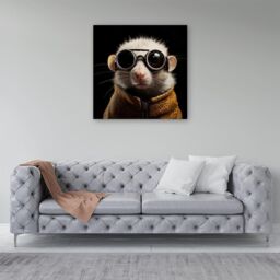 "Warren Reed - Designer Realistic Doormouse with Glasses Canvas in White - Size: W16"" x H16""" - thumbnail 4
