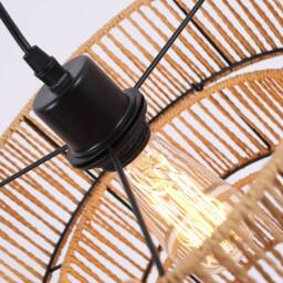 NIVOR 1 Light Boho Chandelier Light Fixture, Farmhouse Rattan Pendant Light in Brown - thumbnail 7
