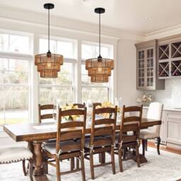 NIVOR 1 Light Boho Chandelier Light Fixture, Farmhouse Rattan Pendant Light in Brown - thumbnail 4