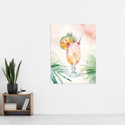 "Artery8 Tropical Mai Tai Cocktail Modern Watercolour Wall Art Print - Size: W24"" x H32""" - thumbnail 4