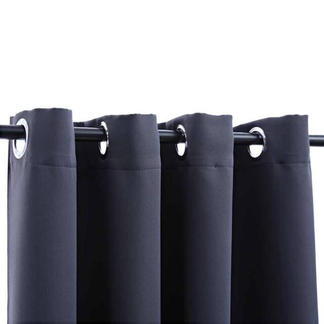 Berkfield Home Elegant Blackout Curtains with Metal Rings 2 pcs Anthracite 140x245 cm in Dark Grey - image 1