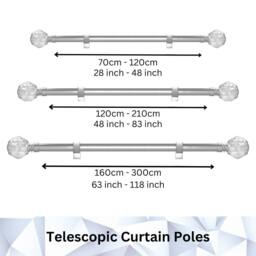 Blinds Outlet Metal extendable curtain pole in White - Size: 220 cm - thumbnail 2