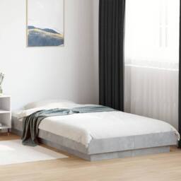 Berkfield Home Bed Frame with LED Lights without Mattress Concrete Grey 75x190cm - Size: 75x190 cm - thumbnail 2