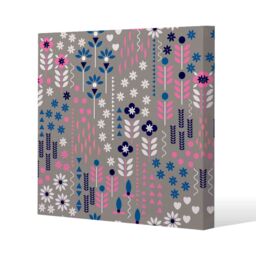 Benjamin Tate Design Selection of Flowers in Pink, Blue & White (Canvas Print) / 46 x 46 x 4cm in Natural - Size: 46 x 46 x 4 cm - thumbnail 1