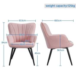 Havendro Ivory Chair Fabric Living Room Armchair with Soft Seat in Pink - thumbnail 2