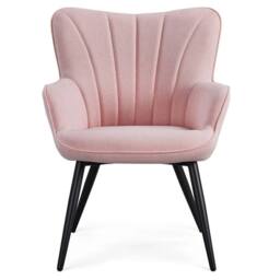 Havendro Ivory Chair Fabric Living Room Armchair with Soft Seat in Pink - thumbnail 1