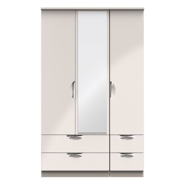 Ready Assembled 2 U Holborn Triple 2 Drawer Mirror + Drawer Wardrobe (Ready Assembled) in Taupe - image 1