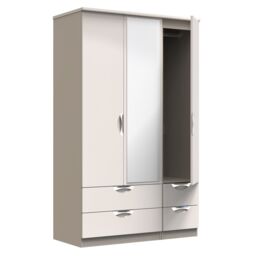 Ready Assembled 2 U Holborn Triple 2 Drawer Mirror + Drawer Wardrobe (Ready Assembled) in Taupe - thumbnail 6