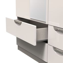 Ready Assembled 2 U Holborn Triple 2 Drawer Mirror + Drawer Wardrobe (Ready Assembled) in Taupe - thumbnail 7