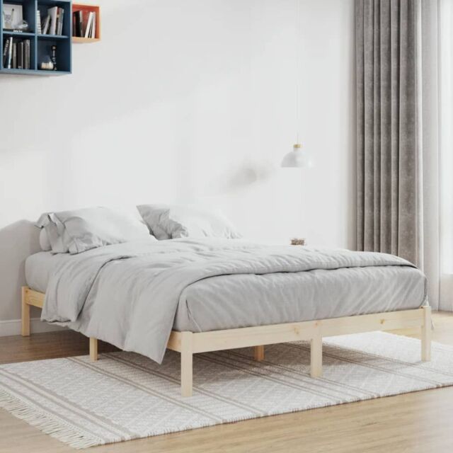 Berkfield Home Bed Frame without Mattress 152x203 cm Solid Wood Pine Queen in Brown - image 1