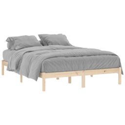 Berkfield Home Bed Frame without Mattress 152x203 cm Solid Wood Pine Queen in Brown - thumbnail 2