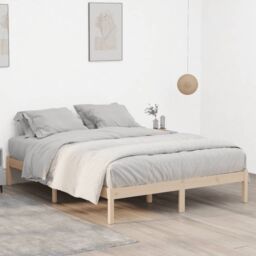Berkfield Home Bed Frame without Mattress 152x203 cm Solid Wood Pine Queen in Brown - thumbnail 4