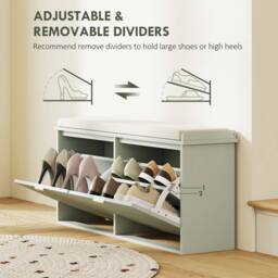 STILVORA Shoe Bench with 2 Flip Drawers in Green - thumbnail 8
