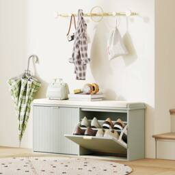 STILVORA Shoe Bench with 2 Flip Drawers in Green - thumbnail 3